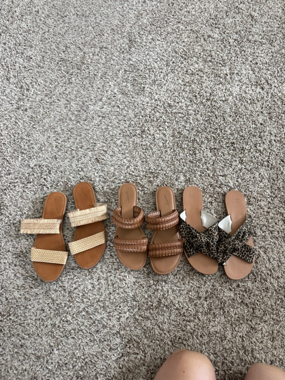 Woven Tan Slide Sandals - Women's Casual Summer Slides